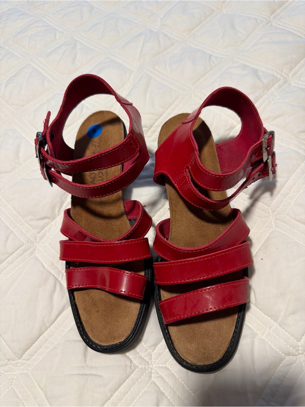 Naot Red Patent Leather Strappy Comfort Sandals